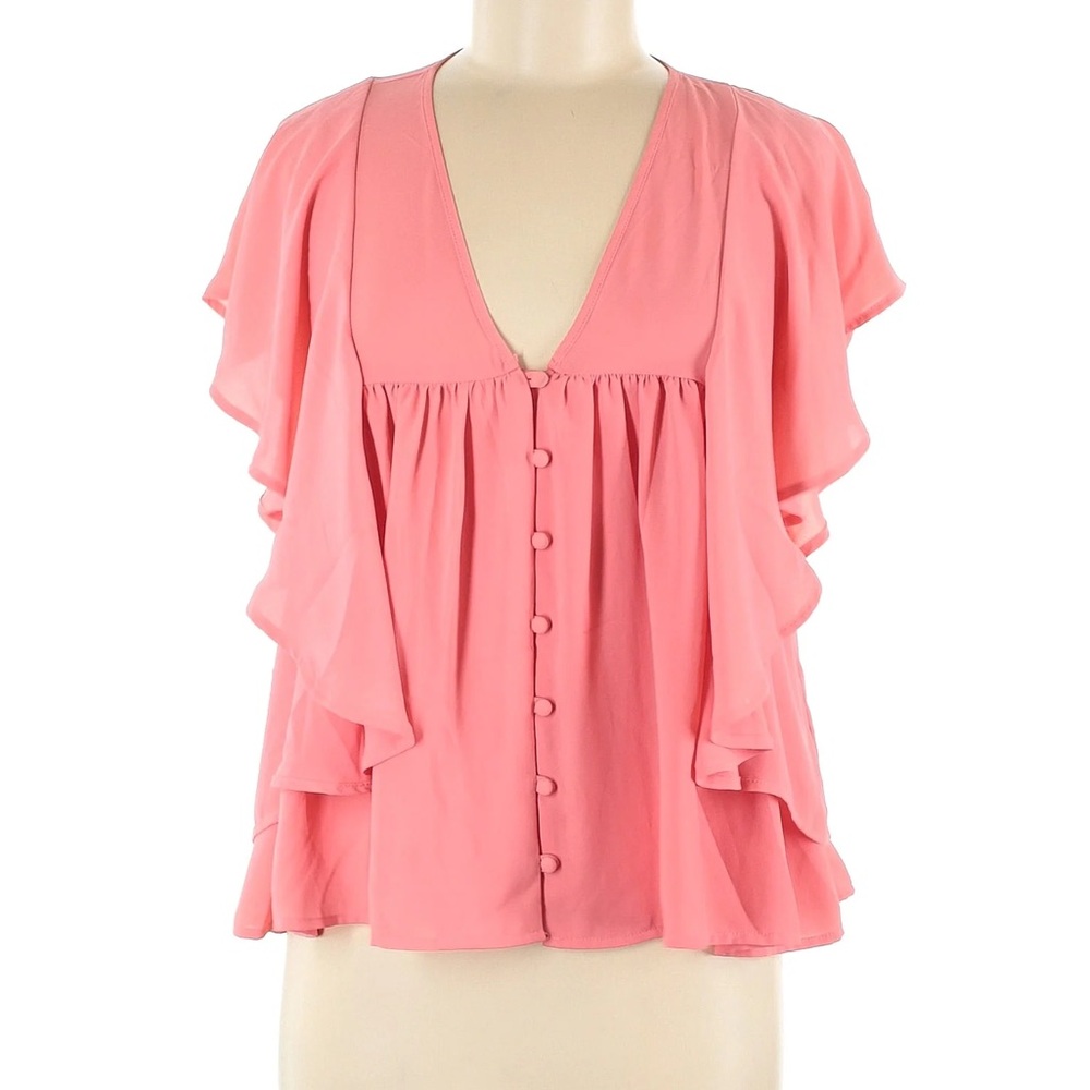 CREAM/TAN Express Butterfly Sleeve Blouse in Small
